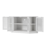 Panana Corner TV Stand, 47 Inch TV Media Console Table with 4 Doors and Shelves, Living Room Storage Entertainment Center for TVs up to 51 Inch (White) Panana