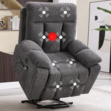 CANMOV Large Power Lift Recliner Chair with Massage and Heat for Elderly Big and Tall People, Overstuffed Wide Recliners with 2 Cup Holders, Side Pocket and USB Port, Dark Grey