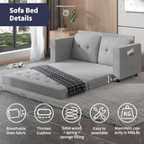 ZAFLY Modern 3-in-1 Convertible Sofa Bed, 84 Inch Tri-Fold Multi-Function Floor Sofa, Space-Saving Futon Couch Bed, Pull-Out Loveseat Sleeper, Ideal for Apartments, Dorms & Offices, Light Grey ZAFLY