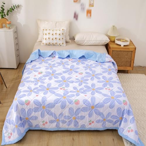 5JJJLOOOPP Skin Blanket Single 150x200cm 1 Piece Skin Blanket Spring Summer Autumn Gauze Skin Blanket For Summer Duvet Summer Quilt (Light Blue Single 100 x 150 cm) 5JJJLOOOPP