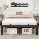BedsPick 14 Inch Queen Bed Frame, Metal Platform Bed Frame Queen Size with 6 Anti-Slip Mattress Retainers, Heavy Duty Sturdy Mattress Foundation, Easy Assembly, Noise Free, No Box Spring Needed, Black BedsPick