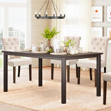 COLAMY 5-Piece Dining Table Set for 4, 60" Rectangular Farmhouse Kitchen Wood Table with 4 Tufted Dining Room Chairs, Brown/Beige COLAMY