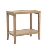 SICOTAS Boho Rattan Nightstand Bedside Table - Farmhouse Narrow End Table for Living Room - Accent Side Table with 2 Rattan Open Storage Shelves for Bedroom, Small Spaces, Wood SICOTAS