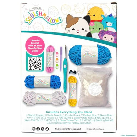 Squishmallow Original Bebe The Bluebird Crochet Kit, Includes Yarn, Crochet Hook, Starter Hooks, Step-by-Step Tutorials, Exclusive Crochet Kit for Beginners, DIY Craft, Crochet Kits, Great Teen Gifts Squishmallows
