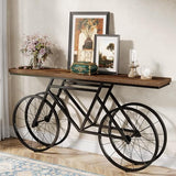 Tribesigns 70.9-Inch Extra Long Console Table, Narrow Sofa Table with Bicycle Metal Base, Modern Industrial Entryway Table Behind Couch Table for Living Room, Hallway, Entrance, Foyer, Rustic Brown Tribesigns