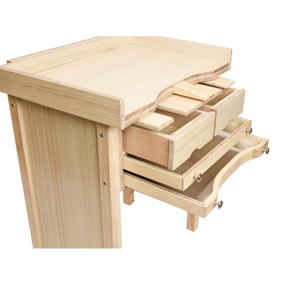 Noble Pack Signature Jewelers Bench - Heavy Duty Wooden Workbench with Drawers and Solid Wood Top for Jewelry Making