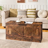 HOOBRO Storage Chest, Storage Trunk with Drawer, Wooden Storage Bench, Sturdy Entryway Bench Supports 220 lb, Shoe Bench, Safety Hinge, U-Shaped Opening, Easy Assembly, Rustic Brown FG710CW01 HOOBRO