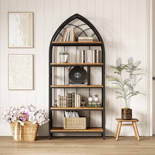 LITTLE TREE 74.8" Tall Bookshelf, 5-Tier Heavy Duty Metal Rack, Large Load-Bearing Capacity, Versatile Shelf for Living Room, Kitchen, Bedroom, Bathroom, Study LITTLE TREE