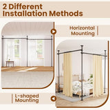 Bonpally Room Divider Curtain Rod, No Drilling Tension Rod for Room Separation, 4-10ft(H) 28-114inch(W) Adjustable Heavy Duty Floor to Ceiling Wall Divider Room Partition Privacy Separator, Black Bonpally