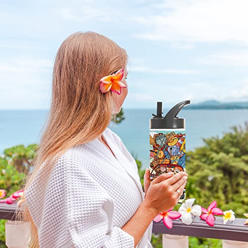 PYD Life Sublimation Sports Kids Water Bottle Blanks 16 OZ White Stainless Steel Bottles Vacuum Flask Tumbler with Sippy Up Lid and Straw for Tumbler Heat Press Sublimation Printing 4 Pack PYD Life