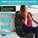 JOJOPEPE Back Massager with Heat,8 Vibration Motors Massage Chair Pad for Shoulder and Back, Deep Tissue Vibration Seat Cushion for Body Pain Relief，Home Office Chair Use, Gifts for Women,Men,Black JOJOPEPE