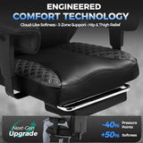 COMHOMA Big and Tall Office Chair 400LBS Heavy Duty Gaming Chair with Deluxe Embossing Leather High Back Wider Ergonomic Computer Chair with Foot Rest 150°Reclining Pocket Spring Lumbar Support COMHOMA