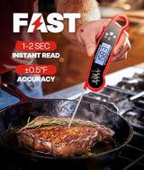 Meat Thermometer Digital – Instant Read Food Thermometer for Grilling, BBQ, Air Fryer, Smoker, Candy Making, Kitchen Gadgets, BBQ Essentials, Gift for Fathers Day, Dad Men Husband Him, Red