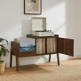 Crosley Furniture Luna Record Player Cabinet Turntable Stand, Storage for up to 175 Vinyl Records, Walnut Crosley Furniture