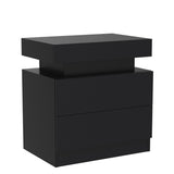 i-aplus Nightstand Set of 2 LED Nightstand with 2 Drawers, Bedside Table with Drawers for Bedroom Furniture, Side Bed Table with LED Light, Black i-aplus