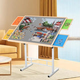 BittPicc Puzzle Table with Drawers for Adults 1500 Pieces Angle & Height Adjustable Jigsaw Puzzle Table with Metal Legs 35"X26" Tilting Puzzle Board Table with Cover Birthday Gift for Mom BittPicc