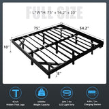 iPormis Full Size Floating Bed Frame with Charging Station and Led Light, Platform Metal Bed Frame with Heavy Duty Steel Slats Support, No Box Spring Needed, Noise-Free, Easy Assembly, Black iPormis