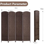 FDW Room Divider 6FT Wooden Screen Folding Privacy Screens Portable Wall Dividers for Home Office Bedroom, Dark Brown FDW