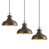 Refice 3 Packs Farmhouse Pendant Lights, Oil Rubbed Bronze Pendant Lighting, lsland Pendant Lights for Kitchen lsland lndustrial Adjustable Height Dome Hanging Lights for Barn, Dining Room Refice