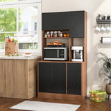 PETSITE Kitchen Buffet Hutch Storage Cabinet, 71'' Freestanding Pantry with 3 Cabinets & Drawers, Adjustable Shelves, Microwave Cupboard for Living Room, Dining Room PETSITE