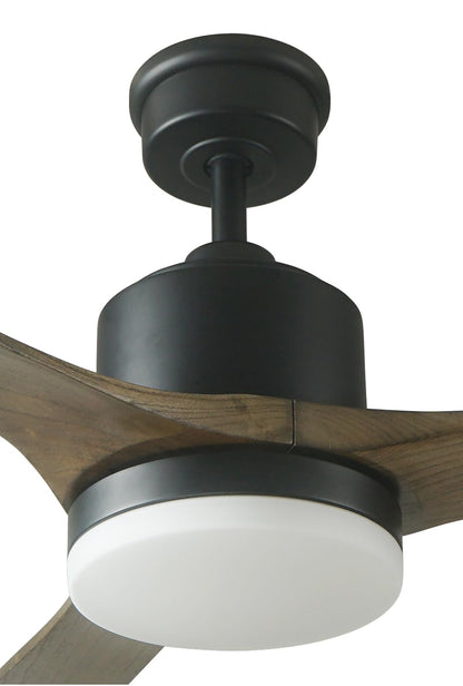 Good Housekeeping Canton (63010-MB) 52" Indoor Ceiling Fan with Carved Wood Blades, Integrated LED, and Remote Control (Matte Black)