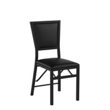 Giantex Folding Chairs Set of 2, Dining Chairs with Padded Seats, Sturdy Metal Frame, Floor Protectors, Space Saving Design, Foldable Dining Desk Chairs for Small Apartment, Extra Guests, Black Giantex