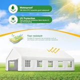 20' x 32' Party Tent with Removable Sidewalls & Alloy Steel Frame, Commercial Waterproof Outdoor Canopy Gazebo with 3 Storage Bags for Weddings, BBQ, Camping Rueekfil