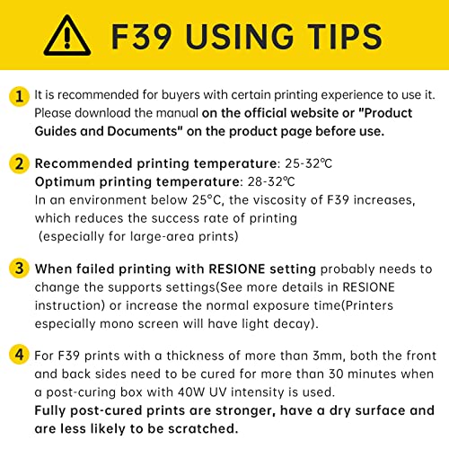 RESIONE F39 Flexible 3D Printer Resin, 405nm UV-Curing DLP LCD MSLA Resin Rubber Like TPU Like Photopolymer Resin for LCD Printing (F39-500g)