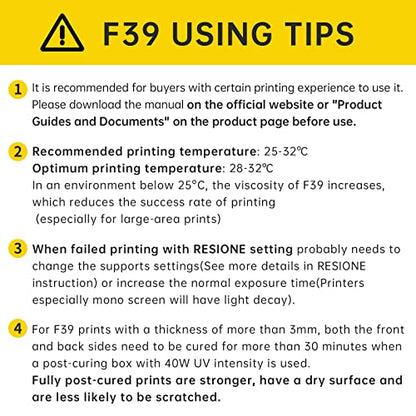 RESIONE F39 Flexible 3D Printer Resin, 405nm UV-Curing DLP LCD MSLA Resin Rubber Like TPU Like Photopolymer Resin for LCD Printing (F39-500g)