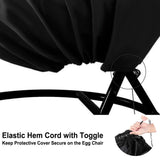 【Upgraded】Patio Egg Chair Covers with Zipper, Wicker Egg Swing Chair Covers, Waterproof Heavy Duty Weather Resisatnt Outdoor Chair Cover, Windproof Hanging Chair Cover, 75" x 45", Black, 1 Pack FLYMEI
