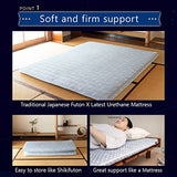 EMOOR Foldable Hybrid Futon Mattress, High-Resilience Urethane Foam 150N with Washable Padded Cover, Japanese Full (76.8x55.1x2.4in), Tatami Floor Sleeping Mat Pad Topper, Gray EMOOR