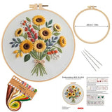 Sunflower Embroidery Kit for Beginners - All in One DIY Cross Stitch Starter with Hoop, Pre-Printed Fabric, Embroidery Threads, Needles,Perfect Craft Gift for & Home Decor