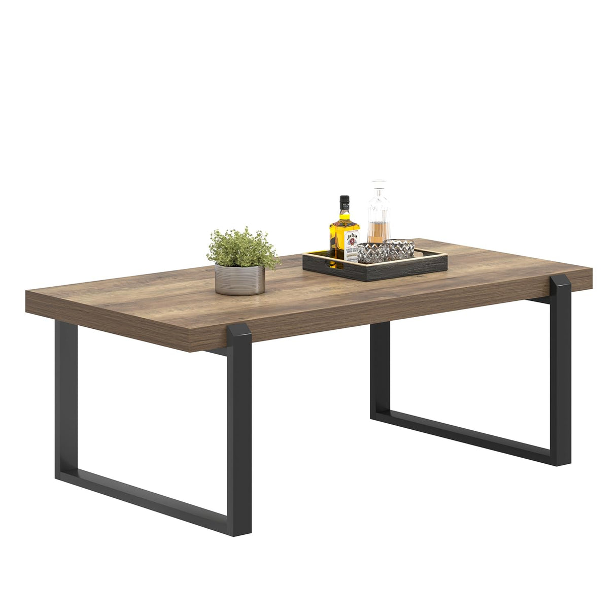 FOLUBAN Coffee Table, Modern Rustic Wood and Metal Center Table, Industrial Cocktail Tea Table for Living Room, Oak, 44 Inch FOLUBAN
