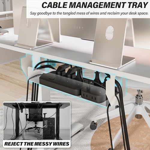 Kingant Standing Desk Height Adjustable Small Electric Stand Up Desks [35 x 20 Inch] - Ergonomic Sit Stand Desk Rising Desks for Home Office Computer Desk Stand Desk Workstation with Cable Management Kingant