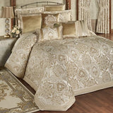 Albany Luxury Bedding | Soothing Neutral Tones of Champagne and Ivory | Jacobean Floral Inspired Damask, Medallions, and Stripes | 3 Piece Bed Set Includes Oversized King Bedspread and 2 King Shams J. Queen New York