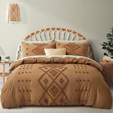 Oli Anderson Tufted Duvet Cover King Size, Soft and Lightweight Duvet Covers Set for All Seasons, 3 Pieces Boho Embroidery Shabby Chic Bedding Set (Pumpkin Brown, King, 104"×90") Oli Anderson