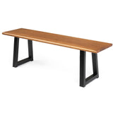 VINGLI Outdoor Bench with Metal Legs Rustic, Wood Dining Bench Indoor Outdoor Porch Bench for Yard Garden Dining (57in) VINGLI