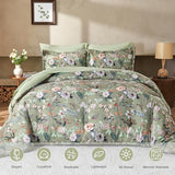 7 Piece King Comforter Set, Sage Green Butterfly Floral Comforter Set with Flowers Leaves Pattern, Soft Microfiber Complete Bedding Set for All Season(Sage Green, King) LLDSYW