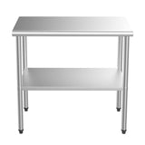 ROVSUN 36'' x 24'' Stainless Steel Table for Prep & Work,Commercial Worktables & Workstations,Heavy Duty Metal Table with Adjustable UnderShelf for Kitchen Restaurant,Home,Hotel,Outdoor ROVSUN