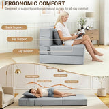 BeBen Folding Sofa Bed, Boneless Foldable Chair Bed, Convertible Futon Sleeper Chair Couch, Twin Lazy Floor Lounger Sofa Couch for Small Spaces, Dorm, Guest Room, Living Room, Apartment, Grey BeBen