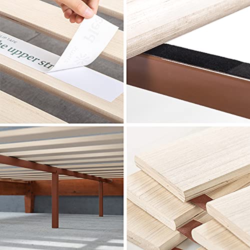 ZINUS Wen Deluxe Cherry Wood Platform Bed Frame - Sturdy, Stylish, No Box Spring Needed - WoodArtSupply