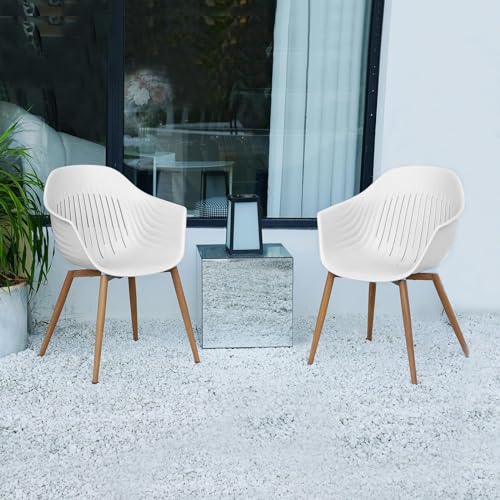 Grand patio 7-Piece Outdoor Dining Set with 6 Outdoor Modern Recycled Plastic Dining Chairs Rust Free Frame, Woodgrain Legs, Whale Modeling Design for Kitchen, Dining (Light Gray) Grand patio