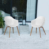 Grand patio 7-Piece Outdoor Dining Set with 6 Outdoor Modern Recycled Plastic Dining Chairs Rust Free Frame, Woodgrain Legs, Whale Modeling Design for Kitchen, Dining (Light Gray) Grand patio