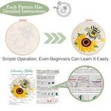 Nuberlic 3 Pack Embroidery Kit for Beginner Adults, Cross Stitch Set with Cute Bee Patterns, Includes Cloth, Hoops, Threads, Needles, Instructions