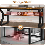 Aevum azn 55 inch Computer Desk, Home Office Desk with Storage Shelf, Sturdy U-Shaped Metal Frame Study Table with Cable Management, Gaming Desk for Office & Bedroom Aevum azn