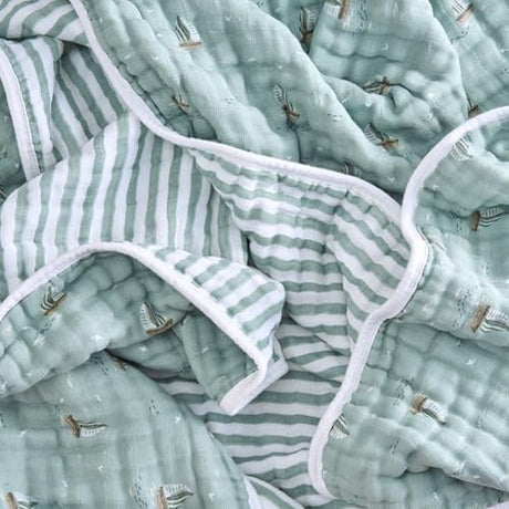 aden + anais Boutique Organic Dream Blanket, 100% Cotton Dream Blanket, Muslin Baby Blanket for Boys & Girls, Unisex Toddler Bedding, Newborn Crib Blanket, Nursery Essential, Sailing Seas aden + anais