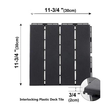 Plastic Interlocking Deck Tiles, 9 Pack Patio Deck Tiles,12"x12" Waterproof Outdoor Flooring All Weather Use, Patio Floor Decking Tiles for Porch Poolside Balcony Backyard, 9 sq. ft Dark Grey