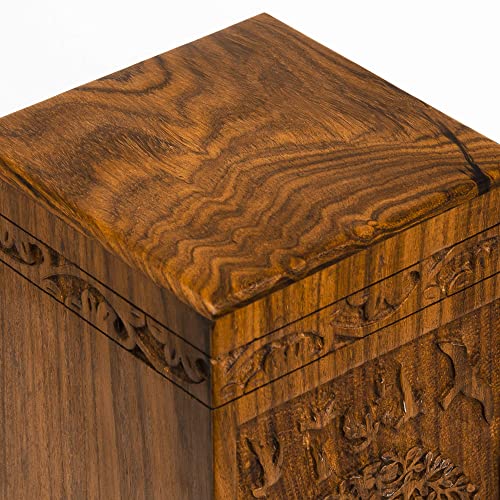 INTAJ Cremation Urns for Human Ashes Companion Male Female Wooden Tree of Life Urns Box and Casket for Ashes Men Women Child Pets Cat Dog Urn Burial - WoodArtSupply