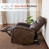 MCombo Zero Wall Recliner Chair, Power Wall Hugger Recliner with USB & Type-C Dual Charge Ports for Small Space, Living Room, RV PR644 (Dark Brown)