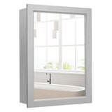 RELAX4LIFE Bathroom Medicine Cabinet with Mirror - Bathroom Wall Cabinet w/Single Door & Adjustable Shelf, Wood Mirrored Storage Cabinet Organizer, Recessed Bathroom Cabinet Wall Mount (Grey) RELAX4LIFE